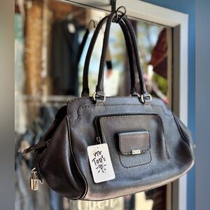Vintage Tod’s Aubergine Pebbled Leather Satchel Handbag
